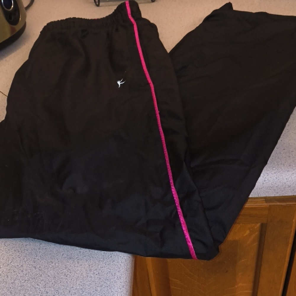 Danskin Brand Black Pants with Pink Accent Stripes